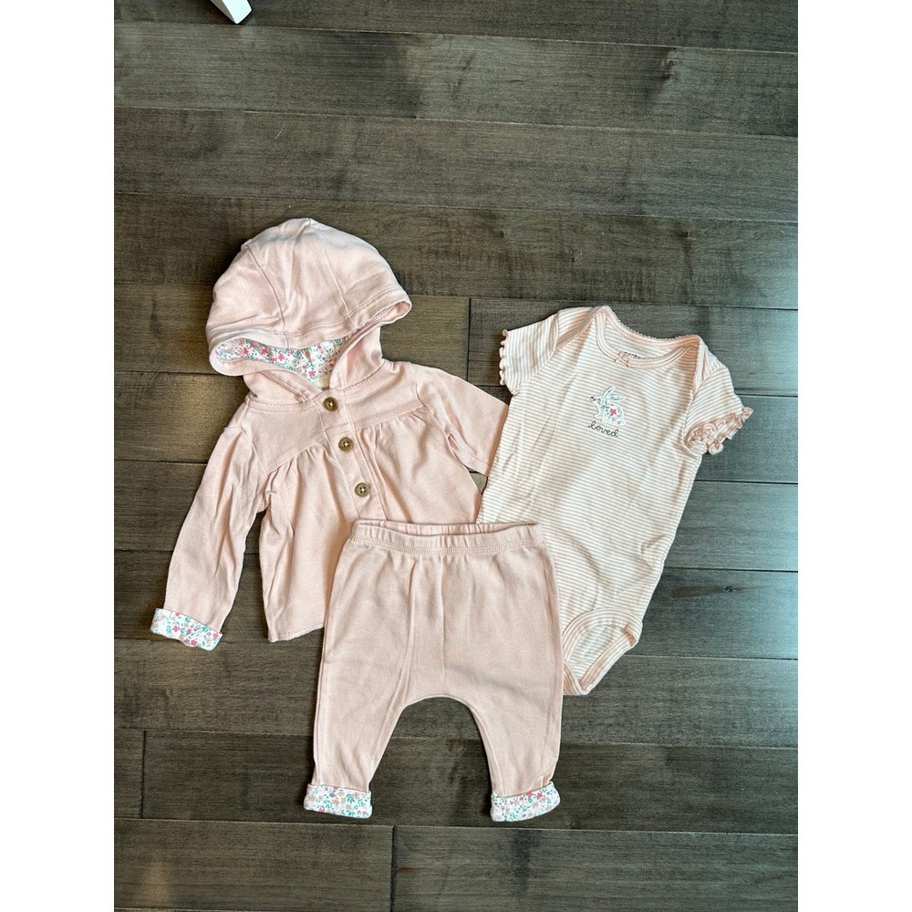 Carters Girls Bunny 3pcs Outfit Set Size 3 Months